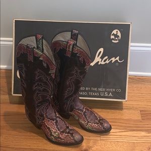 Vintage Larry Mahan Snakeskin Cowboy Boots